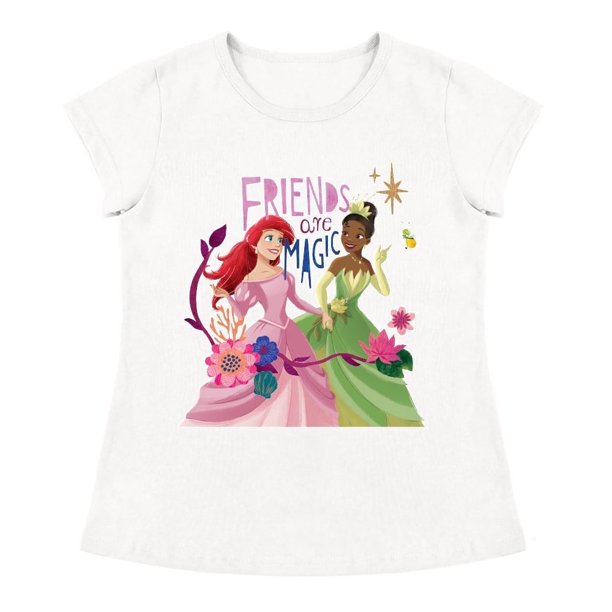 Playera Para Niña Disney Princesas Cuello Redondo Manga Corta Talla 8 Blanco
