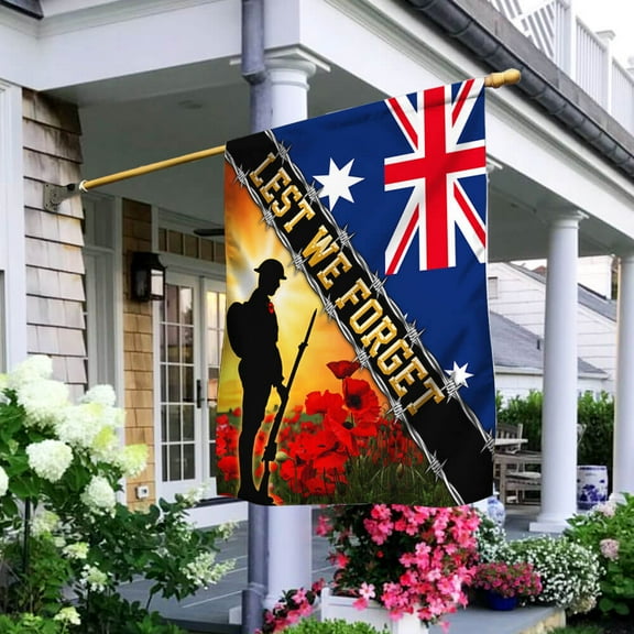 FLAGWIX American House Flag (29.5" x 39.5")-Remembrance Day Flag Poppy. Lest We Forget. Australia Veteran Flag THB3281Fv2 - Polyester Indoor Outdoor Flags