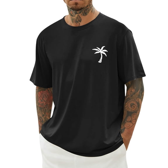 JAJAHO Graphic Tees For Men Short Sleeve T-Shirts Tropical Print Comfortable Casual Crew Neck Beach Top Summer Hawaiian Shirts Stylish Tops
