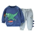 thumbnail image 3 of Karoyedx Kids Outfits Toddler Baby Boy Fall Outfits Long Sleeve Crew Neck Pullover Sweatshirt + Jogger Pants Set Infant Winter Clothes Blue Size,2-3 Years, 3 of 8