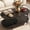 Black Grain, variant on Gasee 47" Oval Wooden Coffee Table with Metal Frame for Apartments, Living Room, Rust Brown