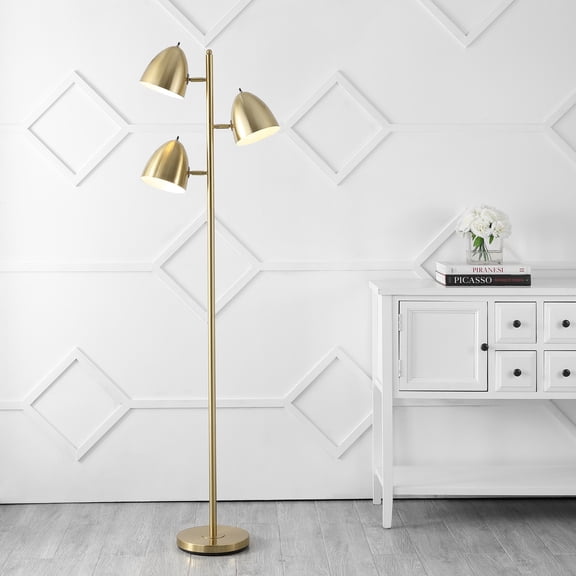 JONATHAN Y Billy 66.5" 3-Light Modern Contemporary Iron LED Floor Lamp, Brass Gold, JYL3086A