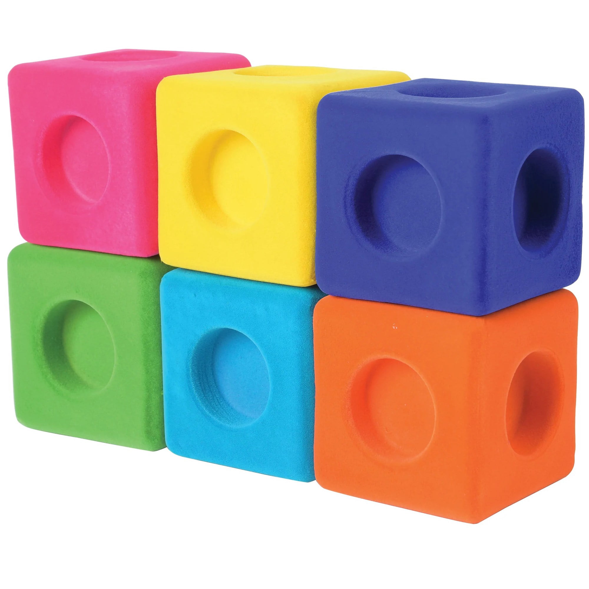 Rubbabu Rubbablox Natural Rubber Foam Blocks for Building Set- Safe Soft Squishy Children's Toy with Fuzzy Tactile Surface 13 Pieces - 12 months & up