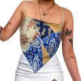 thumbnail image 1 of Impreso Bandana Camisole Backless Casual Tops Hanky ​​Hem para Mujer (Azul L) FLhrweasw Para estrenar, 1 of 9