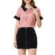 thumbnail image 1 of INSPIRAR CHIC Blusas de manga corta con cuello de muñeca en contraste de lunares S Rosa Negro, 1 of 5