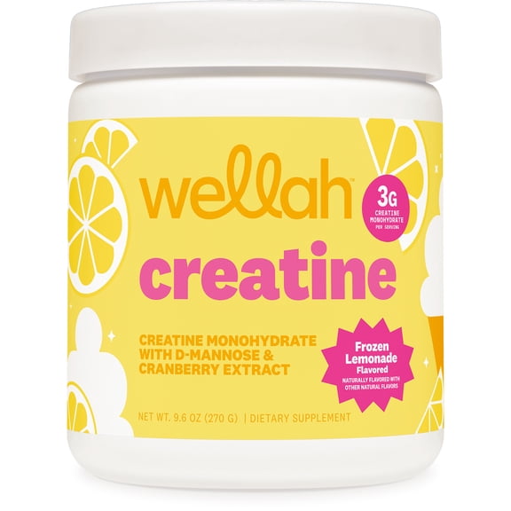 Wellah Creatine for Women (50 Servings, Frozen Lemonade) - Creatine Monohydrate with Dandelion & Cranberry Extract