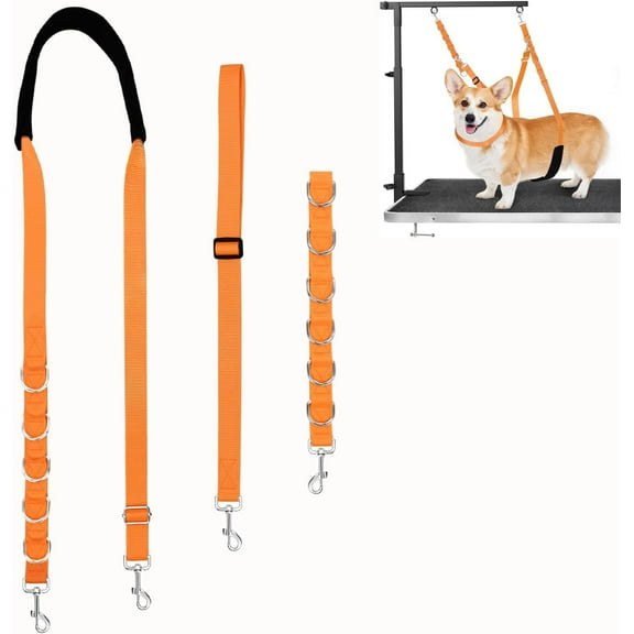 Dog Grooming Belly Strap Dog Grooming Loops Extension Pet Bathing Restraint Leash No Sit Haunch Holder Dog Grooming Table Arm Accessories for Small Medium Dog Hair Cutting Washing
