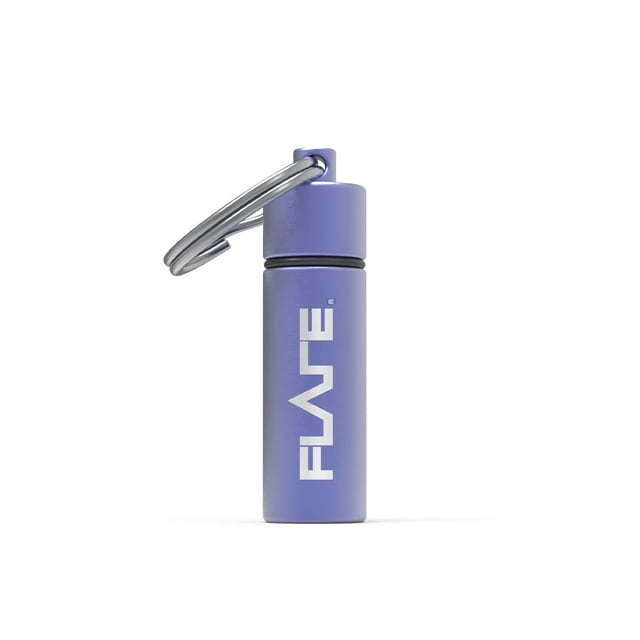 Cápsula FLARE AUDIO morada impermeable de aluminio con llavero
