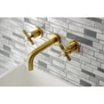 thumbnail image 2 of Kingston Brass KS8127ZX Millennium 2-Handle Wall Mount Bathroom Faucet, Brushed Brass, 2 of 5