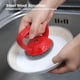 thumbnail image 3 of Cepillo para fregar TUNC Limpiador de platos de malla densa de acero inoxidable con mango de silicona antideslizante rojo, 3 of 5