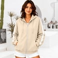 thumbnail image 5 of Gsakboxl Sweaters for Women Autumn Winter Color Block Drop Shoulder High Collar Hooded Cardigan Loose Trendy Casual Open Front Sweatshirt, 5 of 6