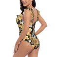 thumbnail image 5 of Yiaed Mushrooms Honeycomb Print Women's Ruffled One Piece Swimsuit V Neck Swimwear Slimming Monokini for Woman-X-Large, 5 of 8
