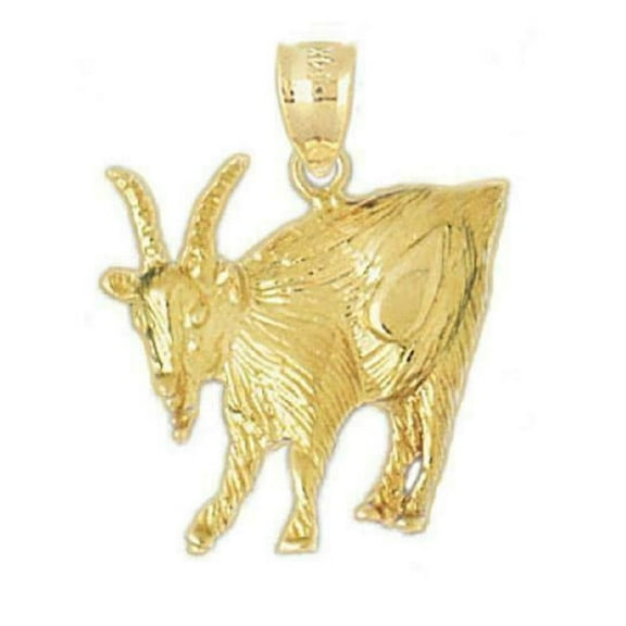 14k Yellow Gold Goat Pendant, Made in USA