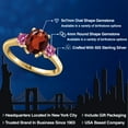 thumbnail image 2 of Gem Stone King 18K Yellow Gold Plated Silver Red Garnet and Pink Moissanite Engagement Ring for Women | 2.59 Cttw | Oval 9X7MM | Gemstone January Birthstone | Size 6, 2 of 6
