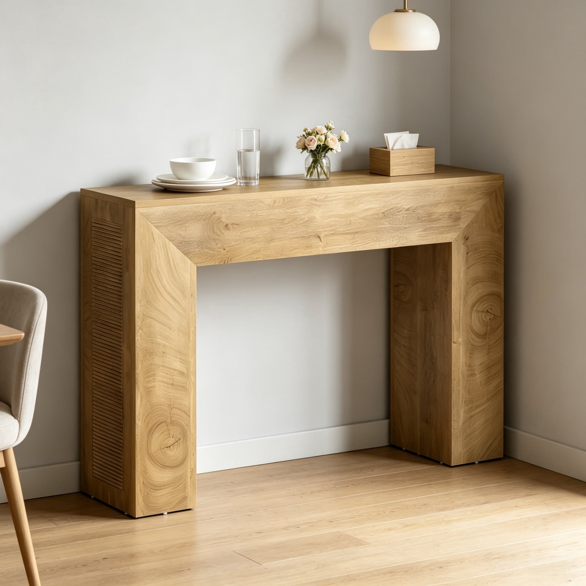 43.3" Entryway Console Table, Small Fluted Sofa Table Behind Couch