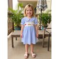 thumbnail image 4 of RUINIXCW Toddler Baby Girl Back to School Dress Kids Kindergarten Outfits Toddler Girl Summer Fall Dress 2 3 4 5 6 Years Apple Pencil Embroidery Doll Collar Short Sleeves Plaid A Line Dress, 4 of 9