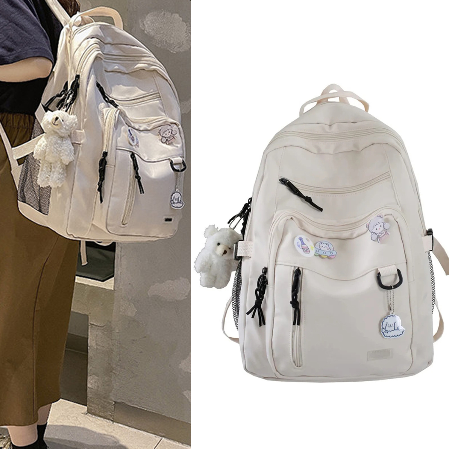 Largecapacity Multipocket Schoolbag Female College Student Backpack