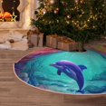 thumbnail image 6 of Daiia Hawaiian Island Dolphin Drawing Merry Christmas Tree Skirt , Xmas Large Lace-up Tree Skirt, Santa Snowflakes Rustic Home Decorations New Year Party Farmhouse Decor-48", 6 of 7