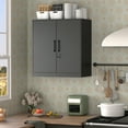 thumbnail image 4 of Metal Wall Cabinet,Garage Wall Cabinetwith Handle,Lockable Storage Cabinets Wall Mounted with 2 Doors,Locking Cabinet with Shelves for Basement,Living Home,Black, 4 of 7