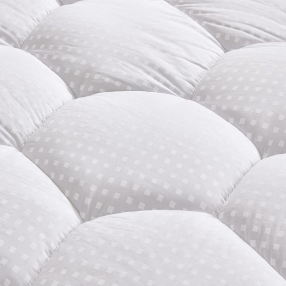 SONIVE Cotton Mattress Pad, Full Bedding Cover Quilted Fitted Mattress Protector 8-21" Deep Poket, Breathable Cooling Down Alternative Fill Mattress Topper White,Full Size