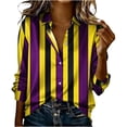 thumbnail image 3 of TaTaai Womens Festival Print Polyester Shirt Long Sleeve Round Neck Casual Lightweight Blouse Holiday Wear Fits Small Gift, 3 of 5