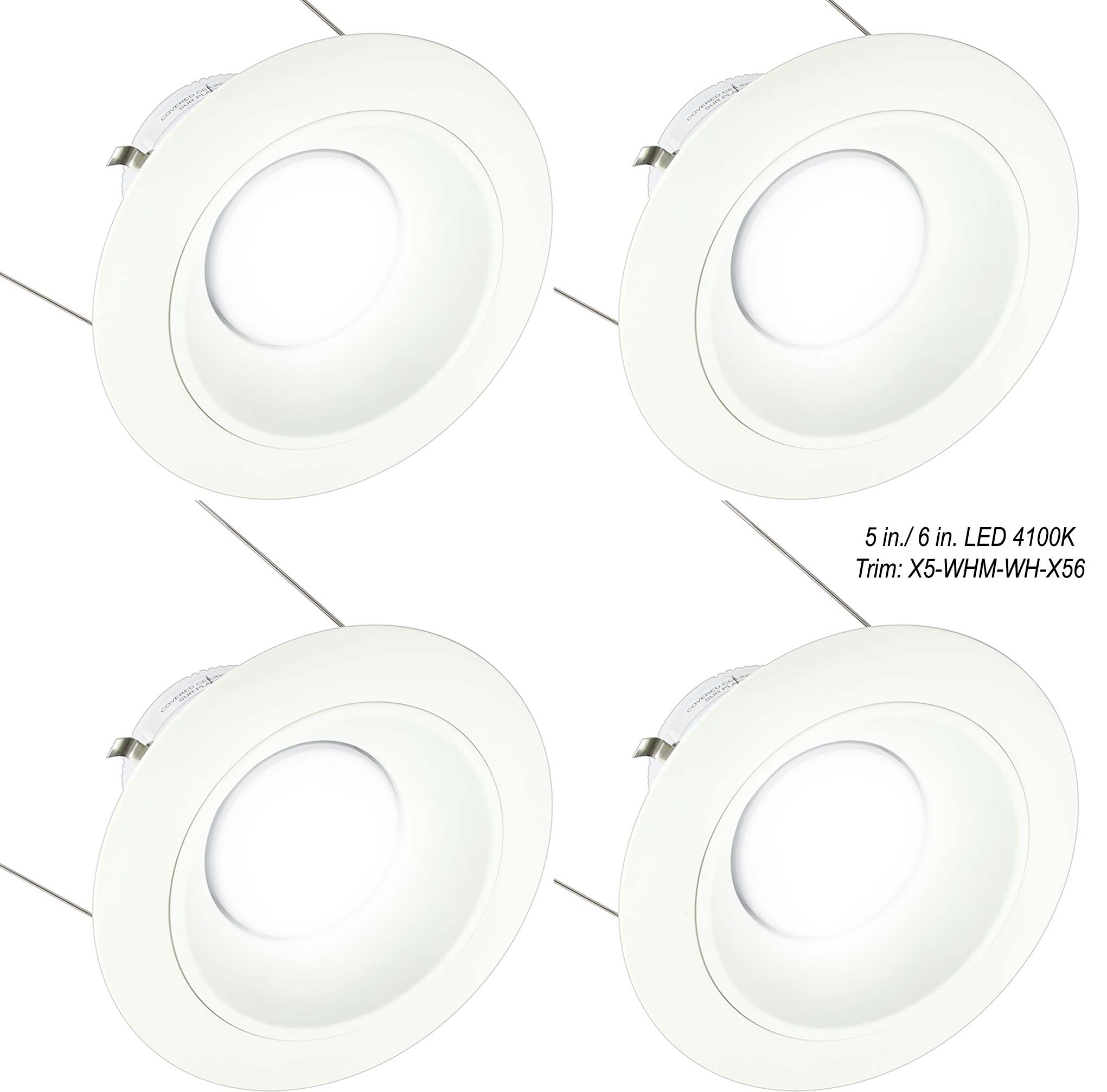 5 in./6 in. Integrated LED Recessed Trim Can Light with Trims 4100K (4