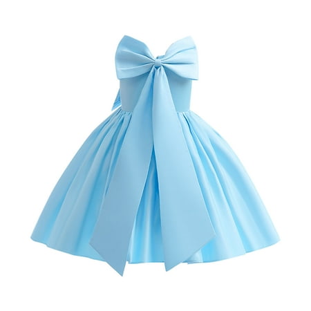 

PEASKJP Girls Summer Dresses Toddler Kids Boho Ruffled A-Line Swing Short Sleeve A-Line Tulle Casual Dress Sundress Halter Dress for Girls Sky Blue 12-13 Years