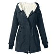 thumbnail image 1 of WEIYLL Vestes pour Femmes Chaudes Couleur Unie à Capuche avec Poches Zippées Bleu Marine pour Temps Froid Taille P, 1 of 4