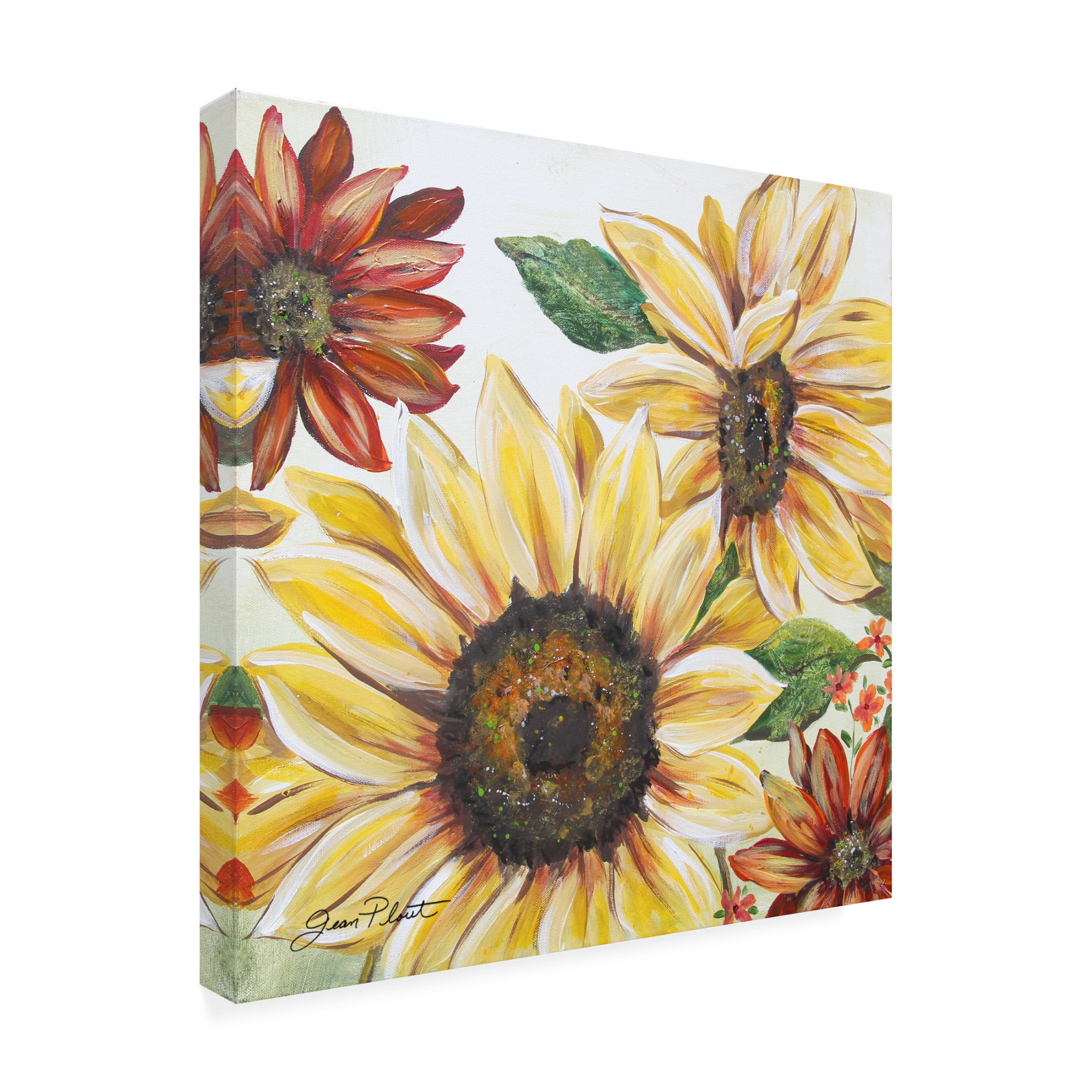 Canvas Wall Art - Jean Plout 'Sunflower Joy B' Wall Art for Living Room, Bedroom, or Office Décor by Trademark Fine Art - 18 x 18 Inches