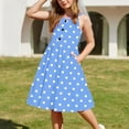 thumbnail image 7 of Maean Girls Sleeveless Dress Polka Dot Printed Summer Flowy Sundress Kids Crew Neck Dresses with Pockets, 7 of 7