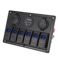 thumbnail image 2 of Rocker Switch Panel 4 Gang Rocker Switch Waterproof Rocker Panel Car Toggle Panel Boat Rocker Switch 12V-24V 6 Gang Rocker Switch Panel With  Lighter Socket 2 USB Voltmeter Display, 2 of 8