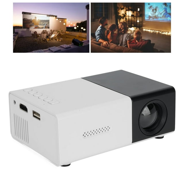 Projecteur 1080P LED Noir Blanc Portable pour Home Cinéma Usage Extérieur 5V 2A