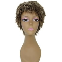 LUXLUXE Kayla Curly Locs 11 in Long Full Wig Full Cap Wig, Heat Resistant Fibers, Brown and Blonde Highlights