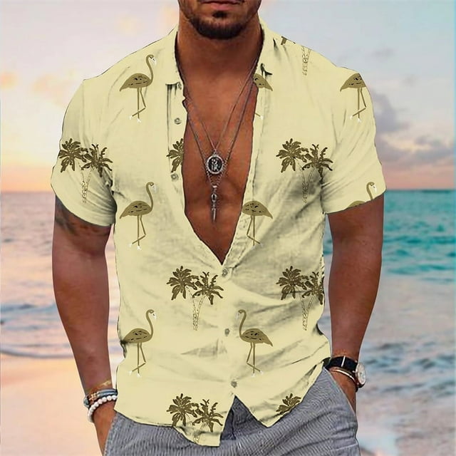 Chemise Homme Imprimé Léger Manches Longues Col Rabattu Extérieur Rue Bouton Haut Mode Designer Décontracté Respirant Été/printemps