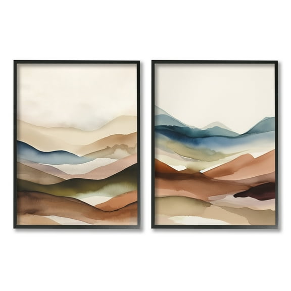 Stupell Industries Abstract Desert Dunes Landscape Painting Black Framed Art Print Wall Art, 11 x 14