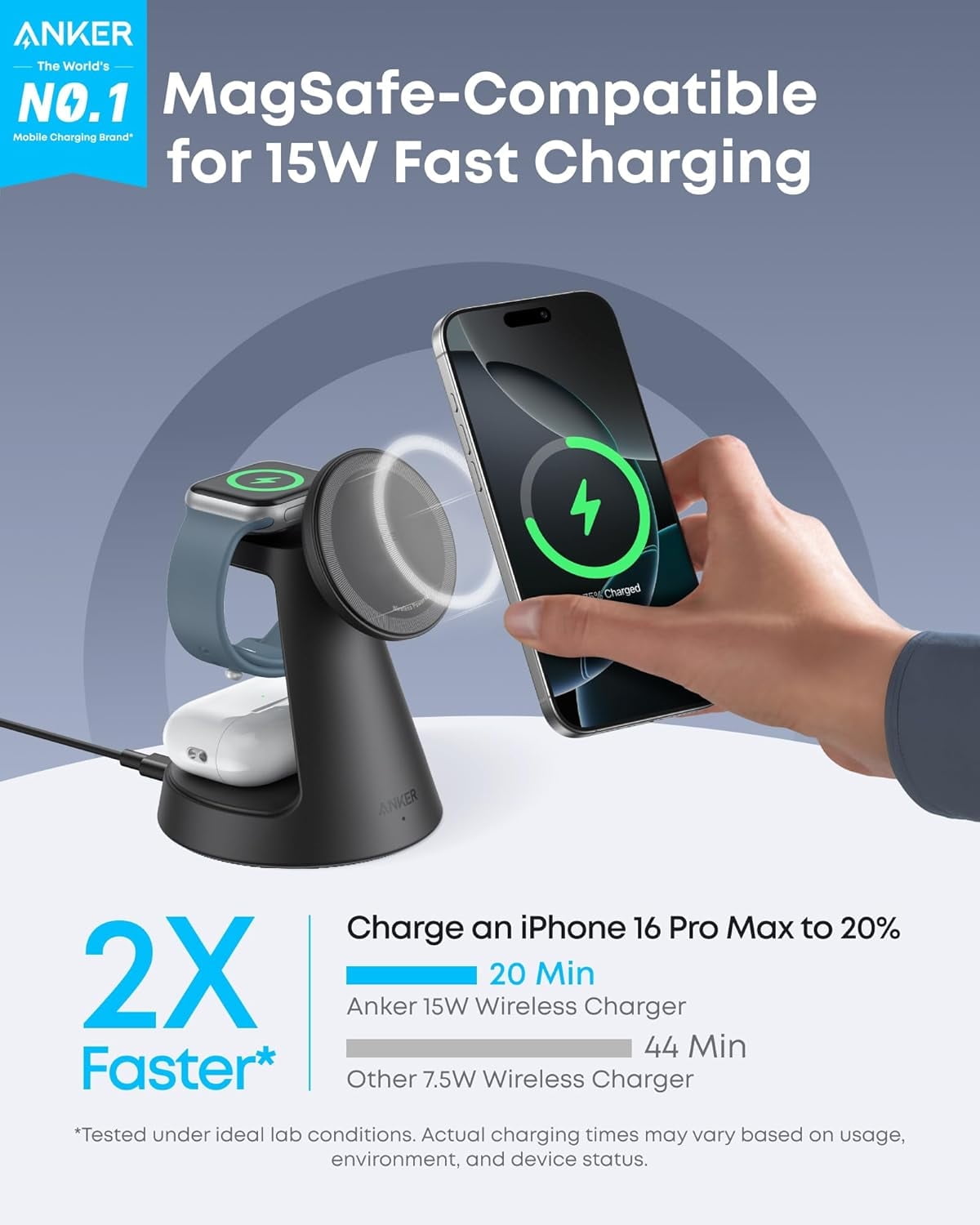 Anker MagSafe Charger Compatible, MagGo 3-in-1 Charging Station