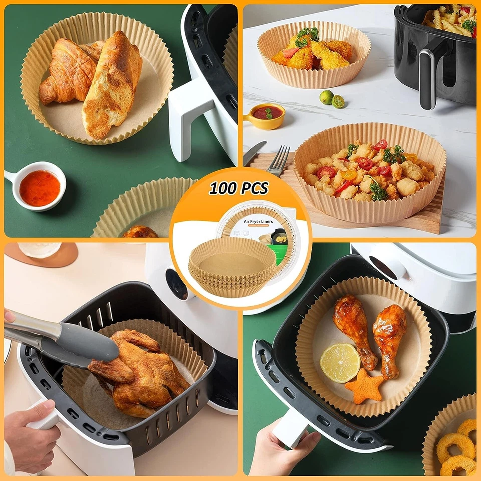 100Pcs Disposable Air Fryer Liners For Air Fryer Microwave Ovens Steamer 2-5 Qt
