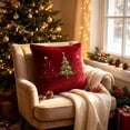 thumbnail image 4 of Soft Velvet Round Tufted Throw Pillow with Star Snowflake Ball Motifs, Christmas Embossed Decorative Cushion for Sofa Couch Bed and Living Room Decor (Multicolor), 4 of 6