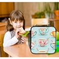 thumbnail image 6 of Square Lunch Bag 10.5*3.5*9.5 Inches Cooler Bag Lunch Bag Insulation Portable Durable Fashion Colorful Cartoon Tea Cup, 6 of 6