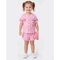 thumbnail image 4 of Disney Stitch Girls Baseball Jersey & Shorts Outfit Set, Lilo Stitch Graphic Clothes, 2-Piece (Pink, 4), 4 of 5