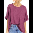 thumbnail image 1 of Camiseta Holgada Informal de Verano de Corta para Mujer. Vino Tinto XXL, 1 of 8