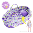 thumbnail image 2 of Lullaberry Cozy Dream Doll Bassinet - Baby Doll Portable Carrier - Fits for American Girl Dolls up to 18"(46cm) - Soft Pillow & Safety Buckle Included - Purple, 2 of 7