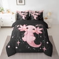 thumbnail image 3 of Feelyou 3D Kawaii Axolotl Twin Bedding Sets 7-Piece for Child, Black Pink Cartoon Bedding Comforter Set, Cherry Blossoms Reversible Sheet Sets, Super Cozy Room Decor, 3 of 9