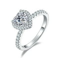 thumbnail image 5 of 1ct Heart Cut Halo Moissanite Engagement Ring Simulated Diamond Ring Band, Propose Ring In 925 Silver Ring, 5 of 6
