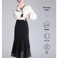 thumbnail image 5 of Nueva falda de cola de pez adelgazante para mujer, otoño/invierno 2024, vestido ajustado de un solo paso drapeado de longitud media con parches gruesos, 5 of 5