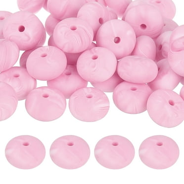 Uxcell 50Pack 14mm Silicone Lentil Beads, Rubber Abacus Focal Bead Loose Bulk Beads for DIY (White Purple)