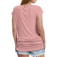 thumbnail image 6 of Women's V Neck Cap Sleeve Top Side Ruched Detail Stretchy Soft Tshirt Feminine Slim Fit Casual Summer Blouse, 6 of 7