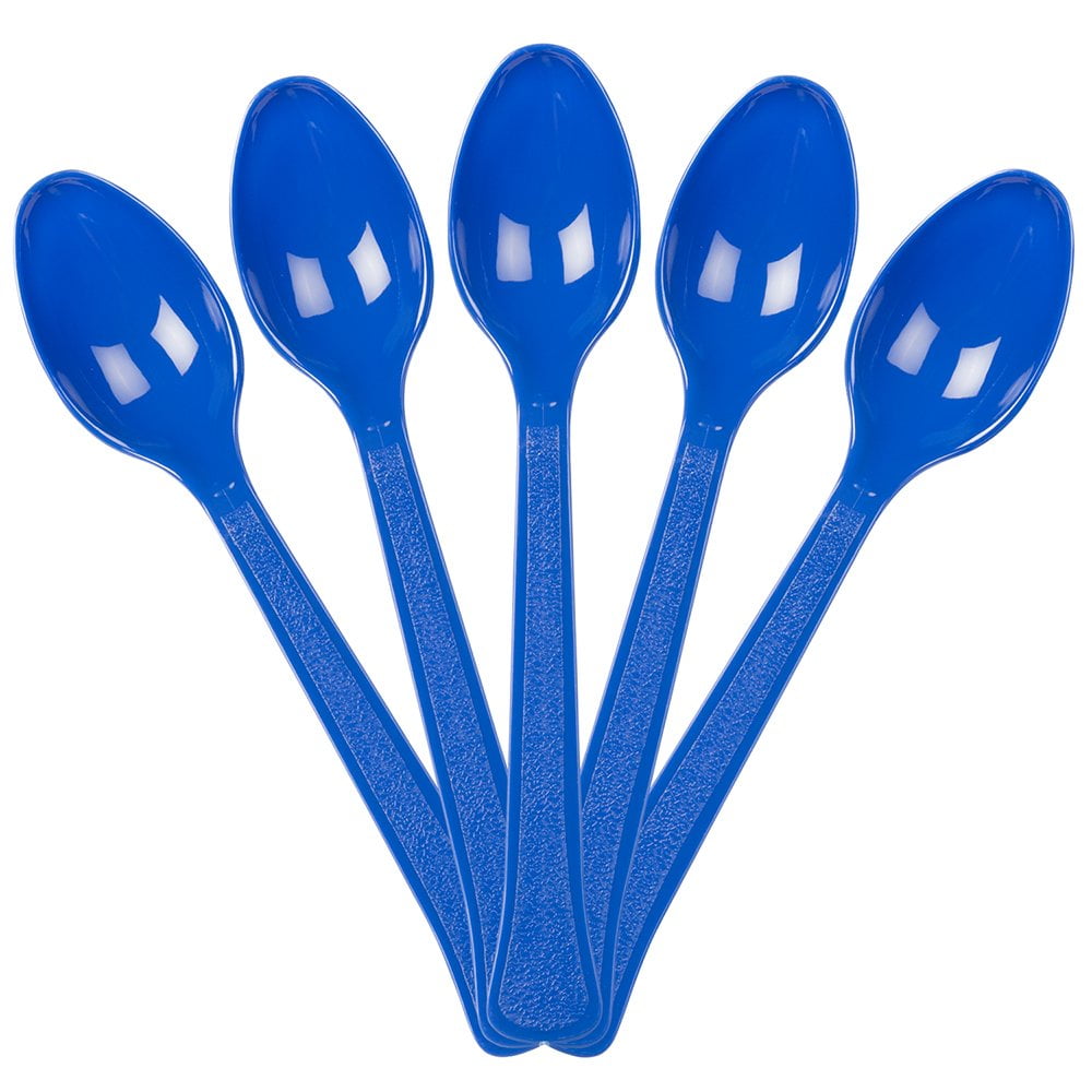 JAM PAPER Premium Utensils Party Pack Plastic Spoons Royal Blue