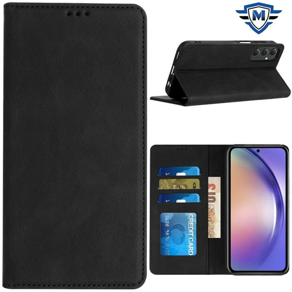 Designed for Motorola Moto G 5G 2024 Premium Wallet PU Vegan Leather ID Credit Card Slot Money Holder with Magnetic Closure Pouch Flip Phone Case Cover [Black]