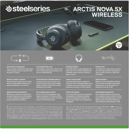 SteelSeries Arctis Nova 5X Wireless Gaming Headset — Xbox, PC, PlayStation, Nintendo Switch, Mobile - Black - USB C